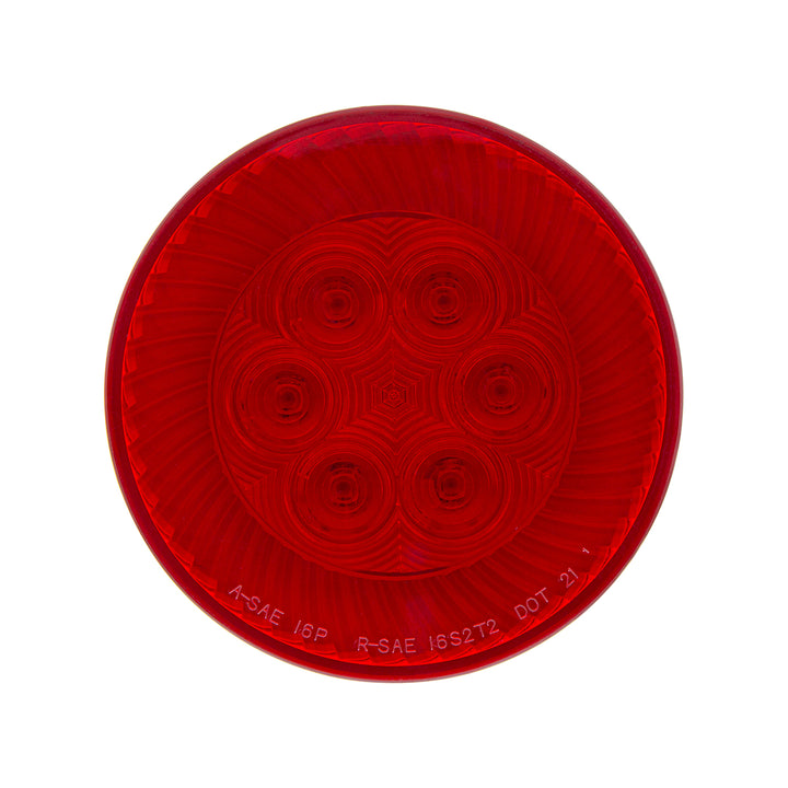 16 LED 4" Round Turbine Light (Stop, Turn &amp; Tail) - Red LED/Red Lens