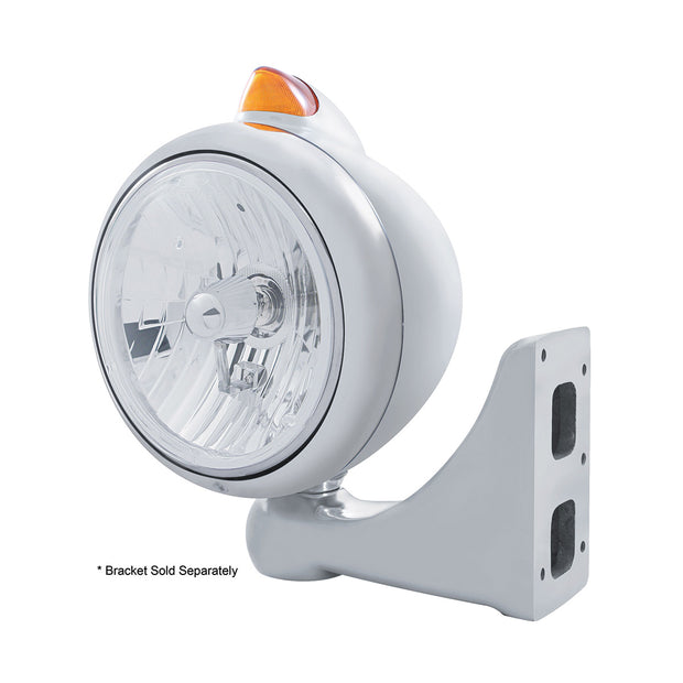 Stainless Steel Guide 682-C Headlight Crystal H4 & Original Style LED Signal - Amber Lens