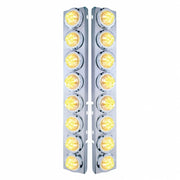 SS Front Air Cleaner Bracket With 16X 9 LED 2" Beehive Lights & Bezels For Peterbilt-Amber LED/Clear Lens
