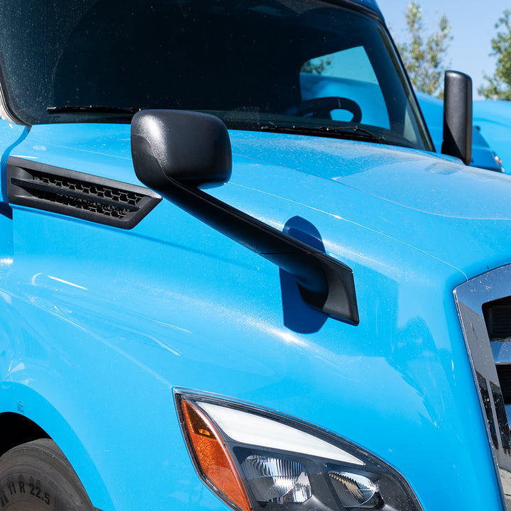 Black Hood Mirror With Heated Lens For 2018-2024 Freightliner Cascadia - Driver