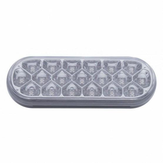 3-3/4" Bolt Pattern SS Spring Loaded Bar With 6" Oval 19 LED Lights &amp; Bezel -Red LED/Clear Lens (Pair)