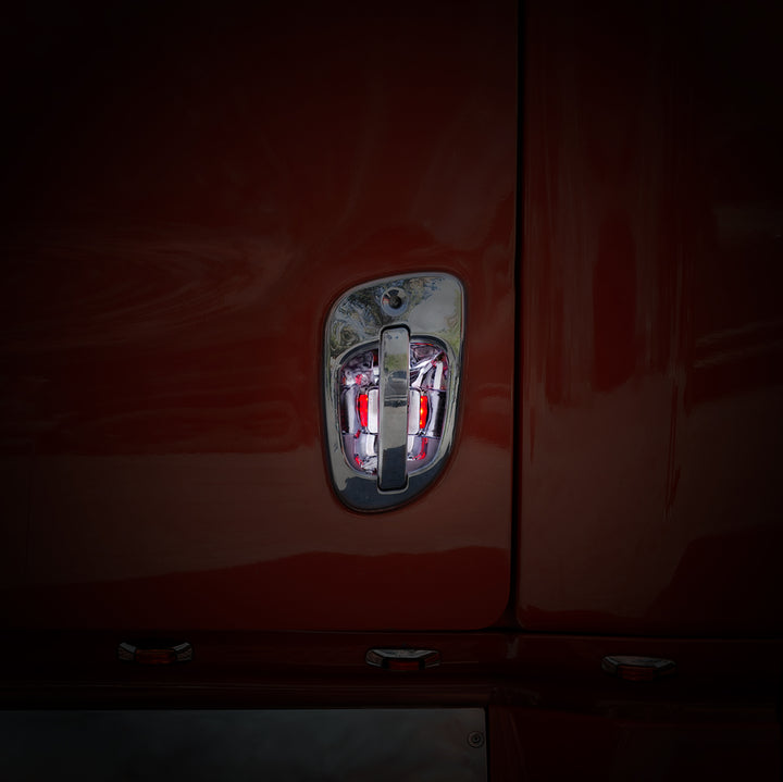 6 Red LED Chrome Door Handle Cover for Freightliner - Driver