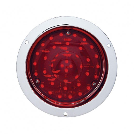 40 LED 4" Round Flange Mount Deep-Dish Light (Stop, Turn &amp; Tail) - Red LED/Red Lens