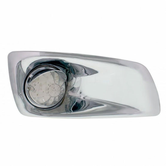 Fog Light Cover With Amber LED Watermelon Light &amp; Visor For 2007-17 KW T660- Passenger -Clear Lens