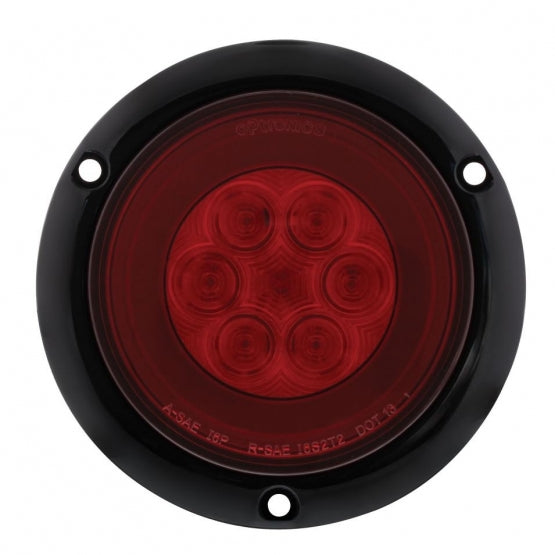 21 LED 4" Round Flange Mount GloLight (Stop, Turn &amp; Tail) - Red LED/Red Lens