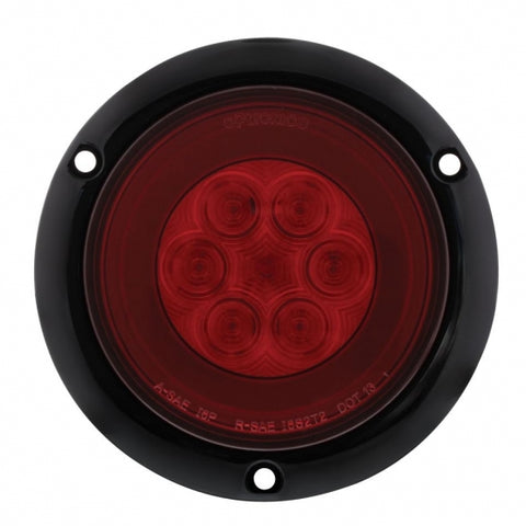 21 LED 4" Round Flange Mount GloLight (Stop, Turn & Tail) - Red LED/Red Lens