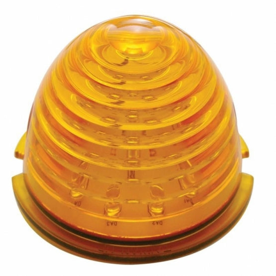 SS Front Air Cleaner Bracket W/8X 17 LED Beehive Lights &amp; SS Bezels For Peterbilt -Amber LED &amp; Lens (Pair)