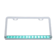 Chrome License Plate Frame With 14 LED 12" Light Bar - Amber LED/Clear Lens