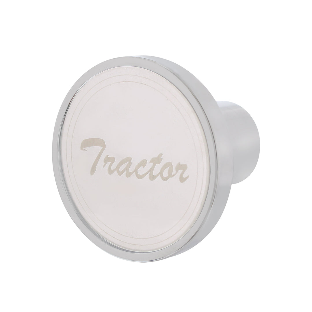 Aluminum Screw-On Air Valve Knob With Stainless Tractor Plaque - Chrome