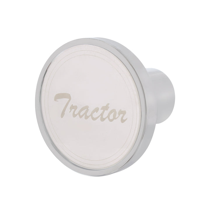 Aluminum Screw-On Air Valve Knob With Stainless Tractor Plaque - Chrome