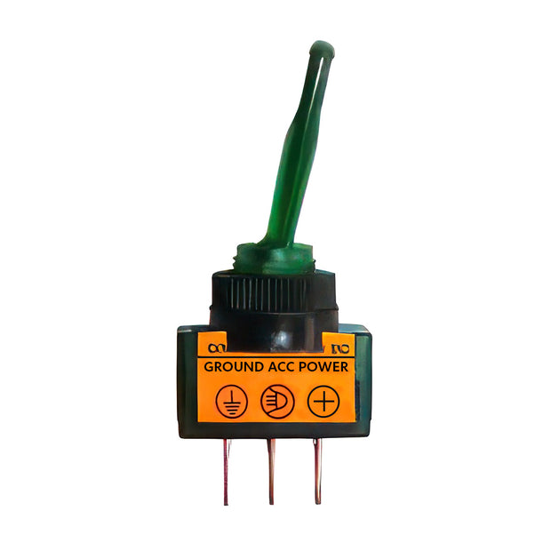 Green Illum Toggle 20 Amp 12V S.P.S.T. On/Off 1 Pc.