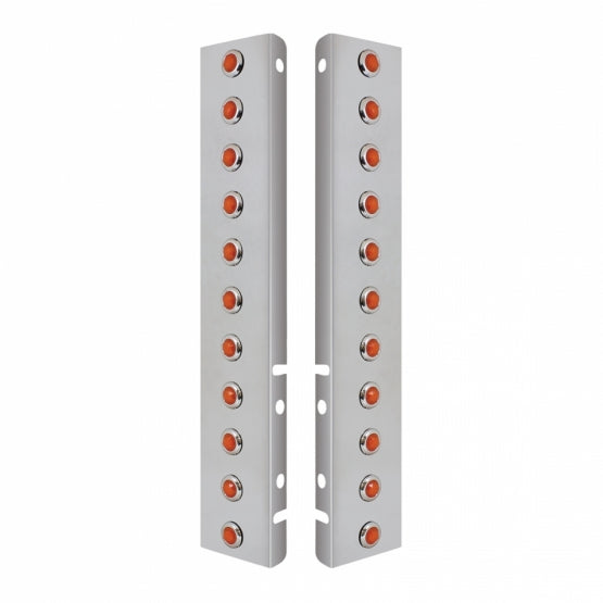 SS Front Air Cleaner Bracket With 22X 3 Amber Hi/Lo LED 3/4" Mini Crystal Lights &amp; SS Bezels For Peterbilt-Amber Lens