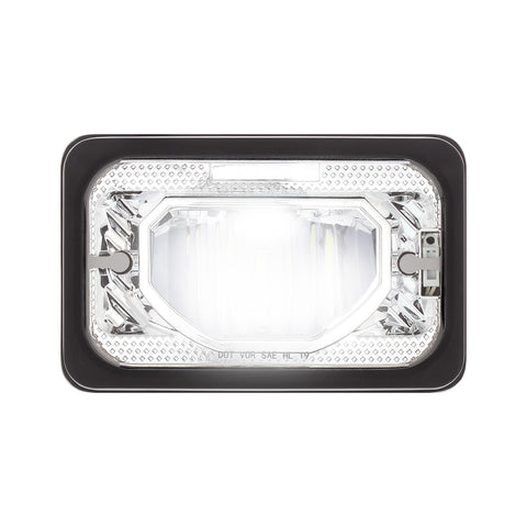 ULTRALIT - Heated 4" X 6" LED Headlight With Glass Lens & Aluminum Housing - Low Beam - Chrome