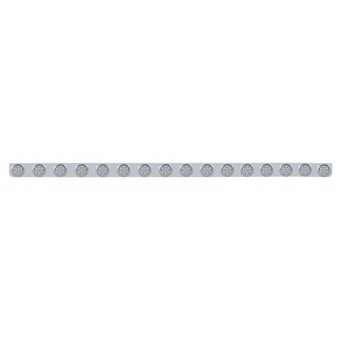 79-1/2" SS Bumper Light Bracket With 16X 7 LED 2" Reflector Lights & Visors -Red LED/Clear Lens