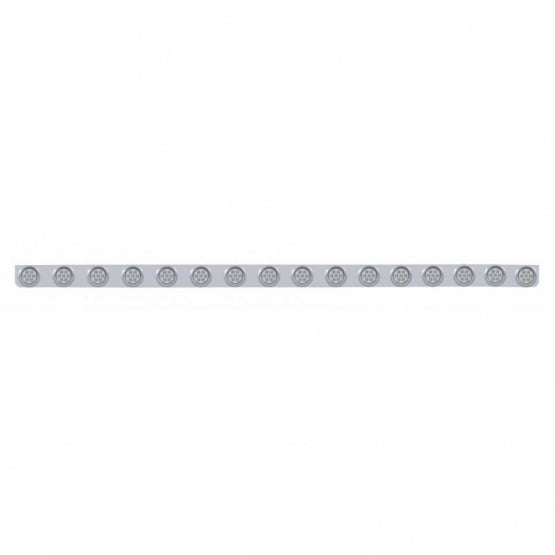 79-1/2" SS Bumper Light Bracket With 16X 7 LED 2" Reflector Lights & Visors -Red LED/Clear Lens
