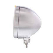 Stainless Steel Classic Headlight Crystal H4 Bulb & LED Turn Signal - Amber Lens