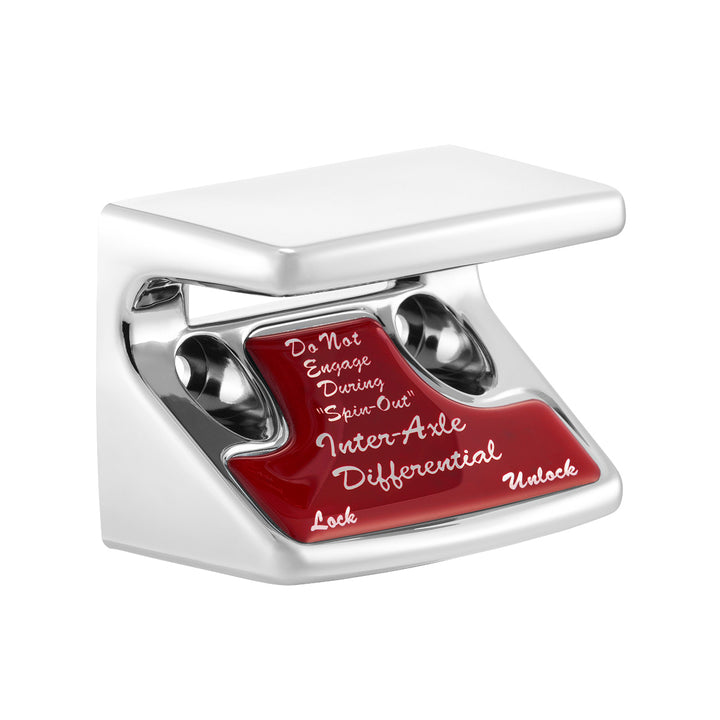 Chrome Plastic Axle/Differential Switch Guard With Glossy Sticker For 1990-2010 Freightliner Classic-Red