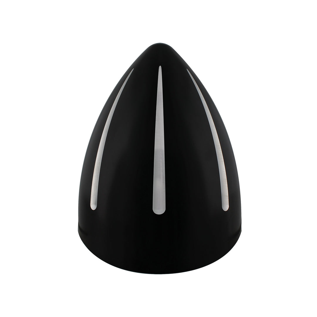 Black "Billet" Style Groove Headlight With Visor 9007 Bulb With Amber LED Halo Rim
