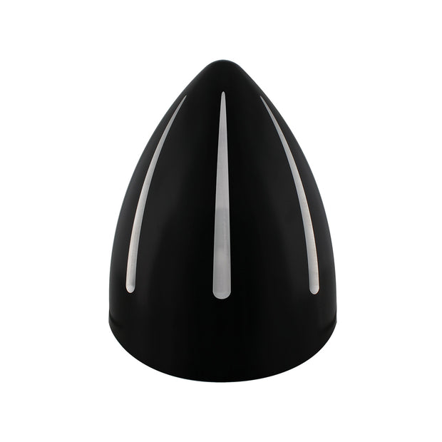 Black "Billet" Style Groove Headlight With Visor 9007 Bulb With Amber LED Halo Rim