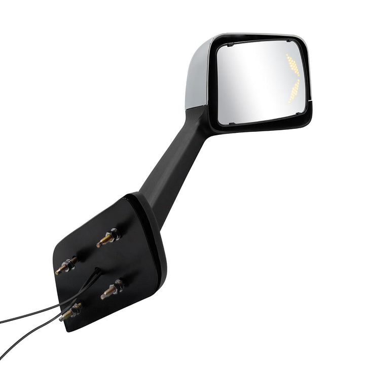 Chrome Plastic Hood Mirror Assembly With Sequential LED Turn Signals For 2018-2024 International LT-Passenger