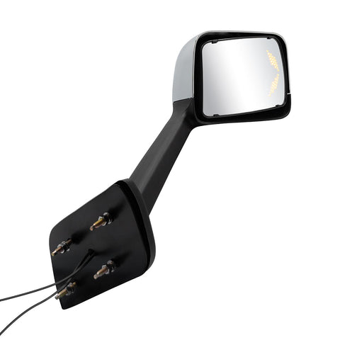 Chrome Plastic Hood Mirror Assembly With Sequential LED Turn Signals For 2018-2024 International LT-Passenger
