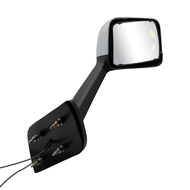Chrome Plastic Hood Mirror Assembly With Sequential LED Turn Signals For 2018-2024 International LT-Passenger