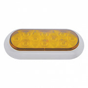 10 LED 6" Oval Flange Mount Turn Signal Light With Bezel - Amber LED/Amber Lens
