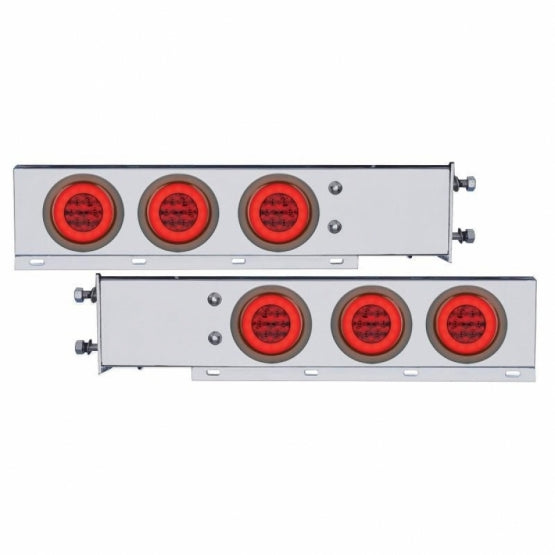 3-3/4" Bolt Pattern SS Spring Loaded Bar With 6X 21 LED 4" GloLight -Red LED &amp; Lens (Pair)