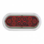 10 LED 6" Oval Light With Bezel (Stop, Turn & Tail) - Red LED/Red Lens