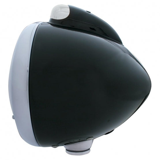Black Guide 682-C Style Headlight H6024 & LED Turn Signal - Clear Lens