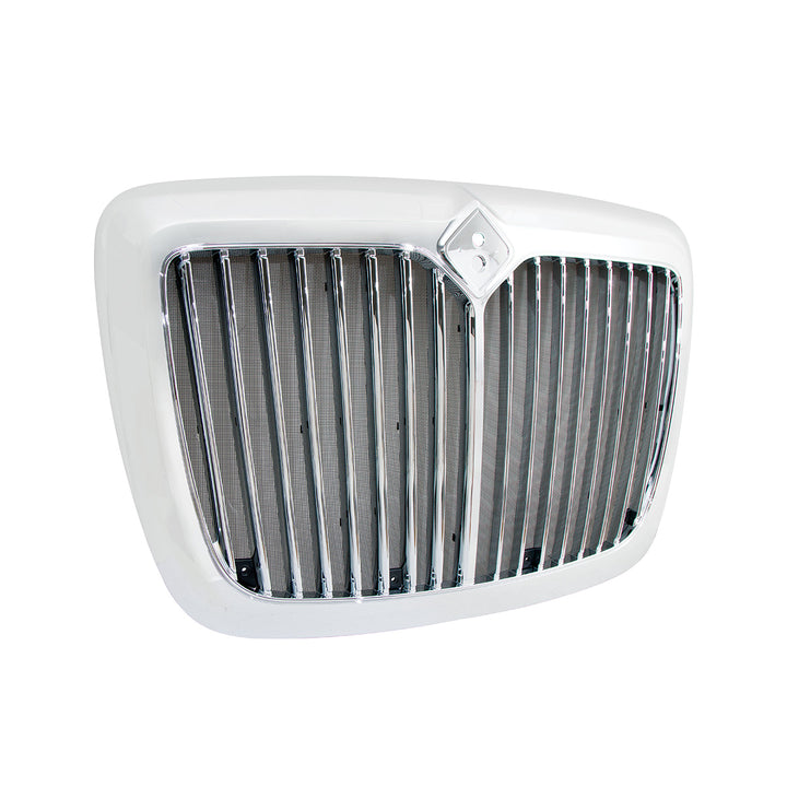 Chrome Grille With Straight Vertical Bars &amp; Bug Screen For 2006-2017 International Prostar