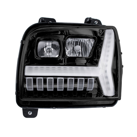 Blackout Headlight With LED DRL Light Bar & Turn Signal For 2018-2024 Kenworth W990-Driver