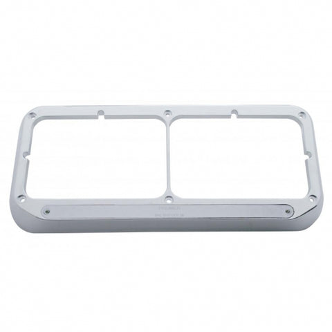 14 LED Chrome Rectangular Dual Headlight Bezel - Amber LED/Chrome Lens
