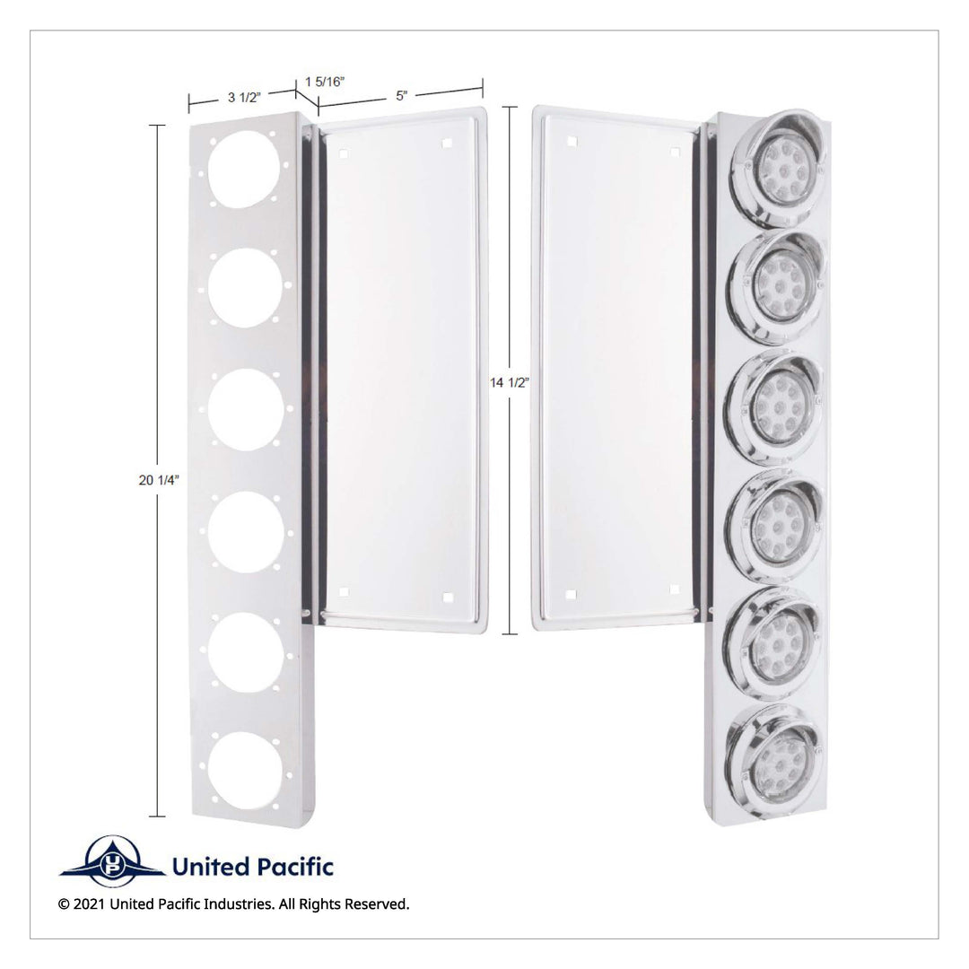 FL SS Front Air Cleaner Bracket W/12X 9 LED 2" Beehive Lights &amp; Visors -Amber LED &amp; Lens (Pair)