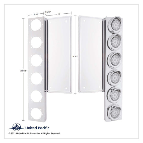 FL SS Front Air Cleaner Bracket W/12X 9 LED 2" Beehive Lights & Visors -Amber LED & Lens (Pair)