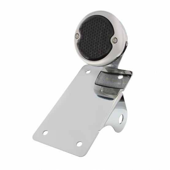 Chrome Vertical Side Mount License Bracket For Motorcycle With 1933-36 Ford Style LED Tail Light