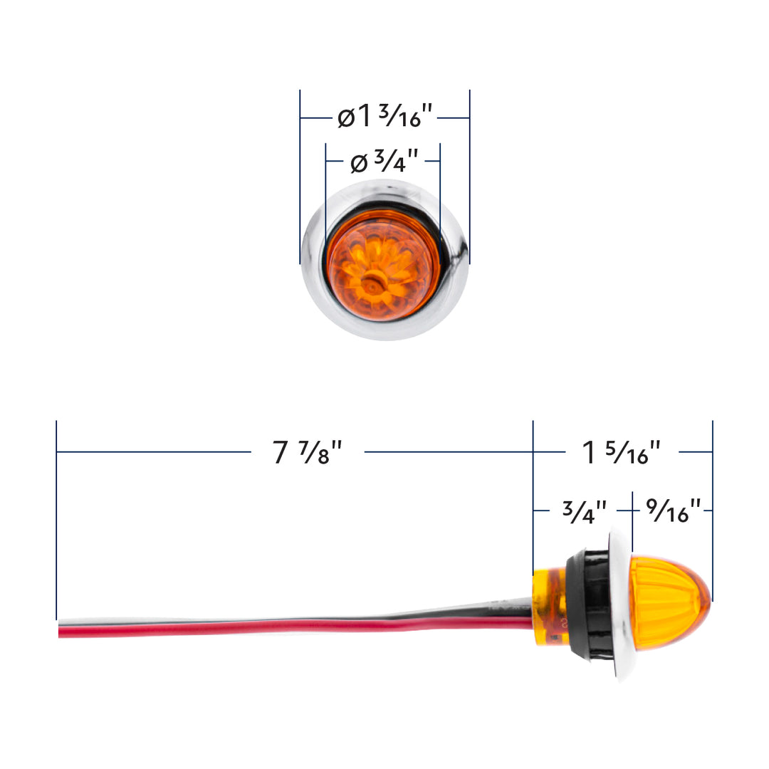 4 LED Dual Function 3/4" Mini Watermelon Light (Clearance/Marker) - Red LED/Red Lens