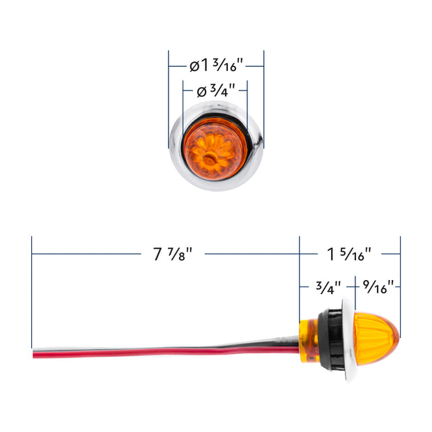 4 LED Dual Function 3/4" Mini Watermelon Light (Clearance/Marker) - Red LED/Red Lens