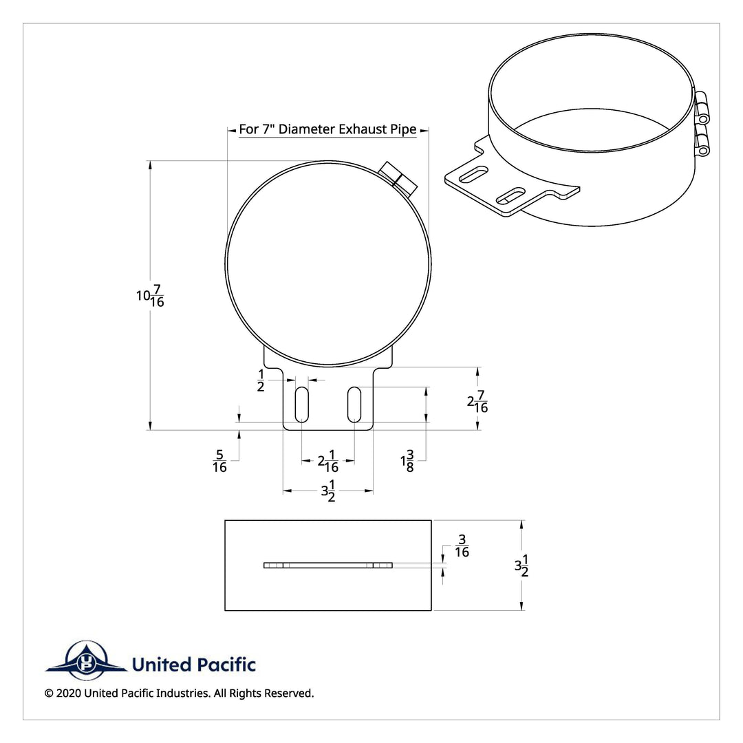 8" Stainless Butt Joint Exhaust Clamp - Straight Bracket