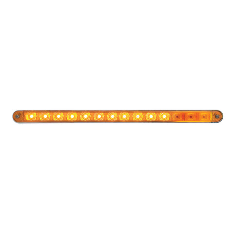 14 LED 12" Sequential Light Bar With Bezel - Amber LED/Amber Lens