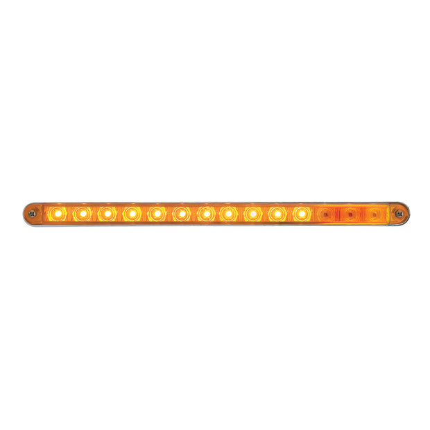 14 LED 12" Sequential Light Bar With Bezel - Amber LED/Amber Lens