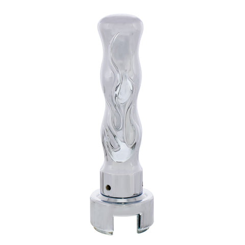 Thread On Flame Gearshift Knob With Adapter For Eaton Fuller 13/15/18 Speed - Chrome