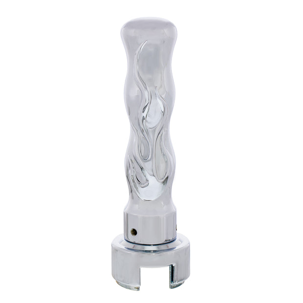 Thread On Flame Gearshift Knob With Adapter For Eaton Fuller 13/15/18 Speed - Chrome