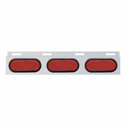 Stainless Top Mud Flap Plate With Three 12 LED Lights & Grommet - Red LED/Red Lens (Each)