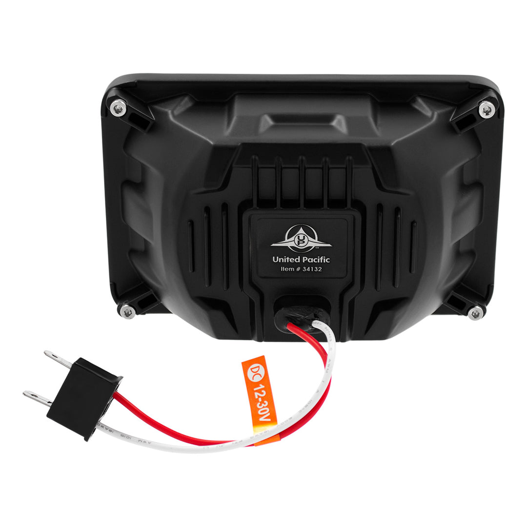 ULTRALIT - Heated 4" X 6" LED Headlight With Glass Lens &amp; Aluminum Housing - High Beam - Black