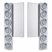 FL SS Front Air Cleaner Bracket With 12X 9 LED 2" Reflector Lights & Visors -Amber LED/Clear Lens