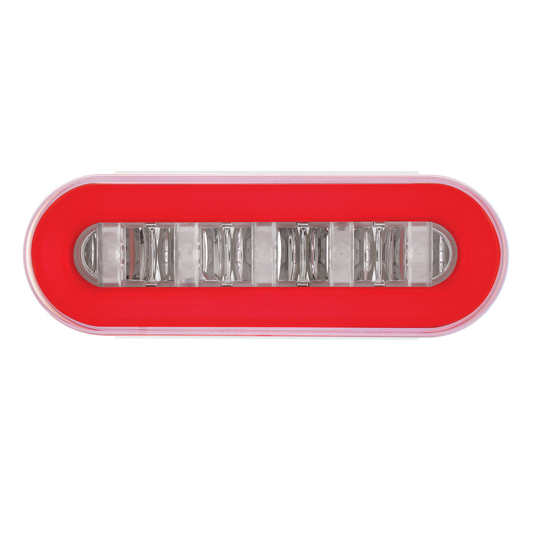 22 LED 6" Oval GloLight With Divider Bar Inner Design (Stop, Turn &amp; Tail) - Red LED/Red Insert (Card)