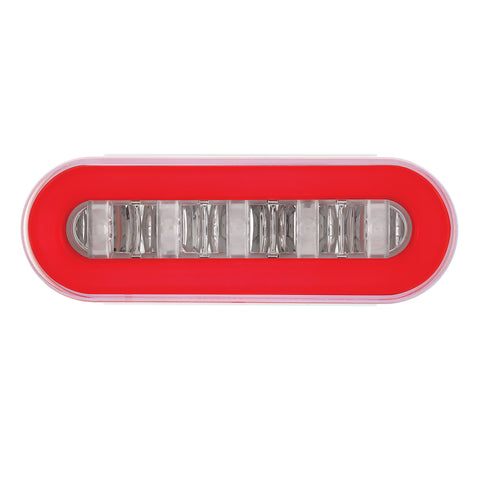 22 LED 6" Oval GloLight With Divider Bar Inner Design (Stop, Turn & Tail) - Red LED/Red Insert (Card)