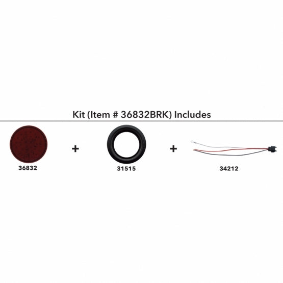 30 LED 4" Round Light Kit (Stop, Turn &amp; Tail) - Red LED/Red Lens