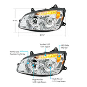Chrome Full LED Headlight For 2008-2017 Kenworth T660-Driver